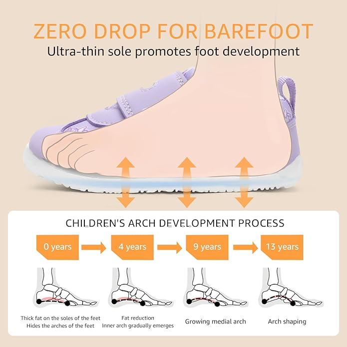 Wide Toe Box Toddler Shoes Zero Drop Boys Girls Barefoot Shoe Non-Slip Little Kids Sneakers for First Walking