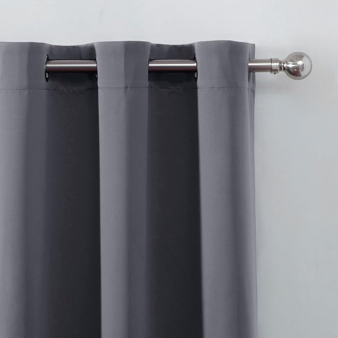 LEMOMO Blackout Curtains 52 x 90 Inch Long Grey Curtains Set of 2 Panels Room Darkening Curtains for Bedroom and Living Room