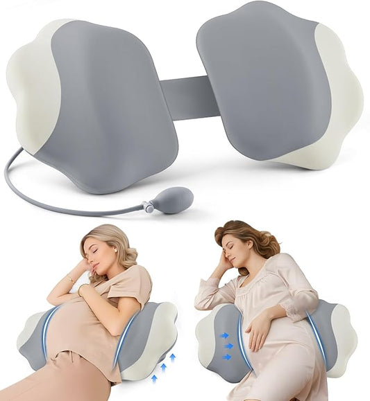 DONAMA Memory Foam Pregnancy Pillow- with Adjustable Air Bag for Back/Legs/Belly/HIPS Support, W-Shaped Pregnancy Wedge Pillows for Sleeping, Cooling Maternity Body Pillow for Pregnant Women