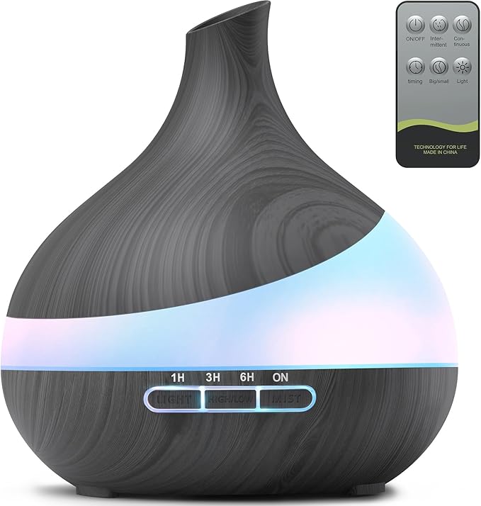 HJTHJT 500ML Essential Oil Diffuser: Aroma Diffuser with Remote Control for Hotel Spa Yoga Room - Humidifier with 14 Colors LED Night Light for Bedroom Home Relaxation