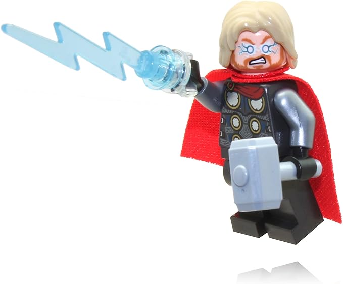 LEGO Super Heroes Avengers Minifigure - Thor with Mjolnir Hammer and Lighting Bolt (2020 Version)