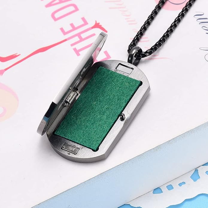 Cross Essential Oil Diffuser Necklace Aromatherapy Pendant Locket Jewelry Stainless Steel Perfume Necklace| 22 Adjustable Chain| 12 Refill Pads| Gift Box