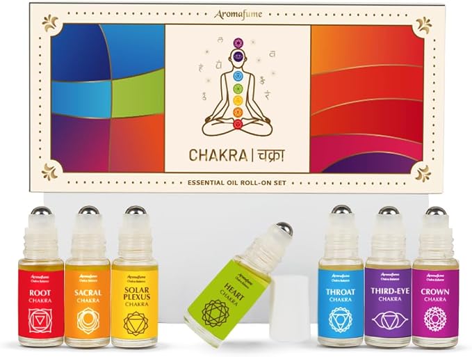 7 Chakra Essential Oil Roll-On Blend Gift Set by Aromafume | 7x 6ml/0.2 fl oz | Aromatherapy Oils for Meditation, Chakra Balance | Yoga & Reiki Gifts | Essential Oil Set for Plexus, Root Chakra & more
