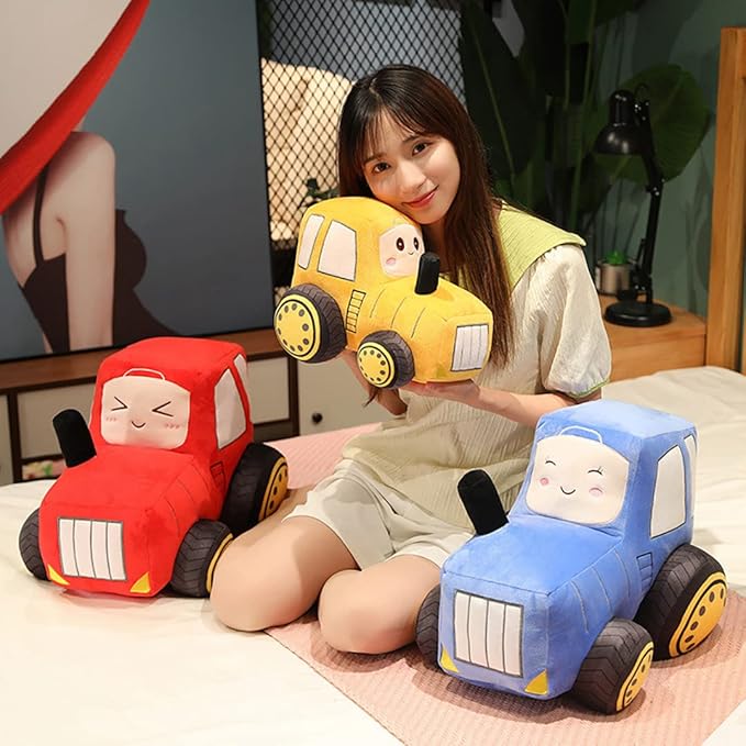 Soft Plush Tractor Stuffed Truck Toy Super Cute Car Plushie Throw Pillow Excellent Gifts for Kids or Birthday Party 12 Inches (Yellow)