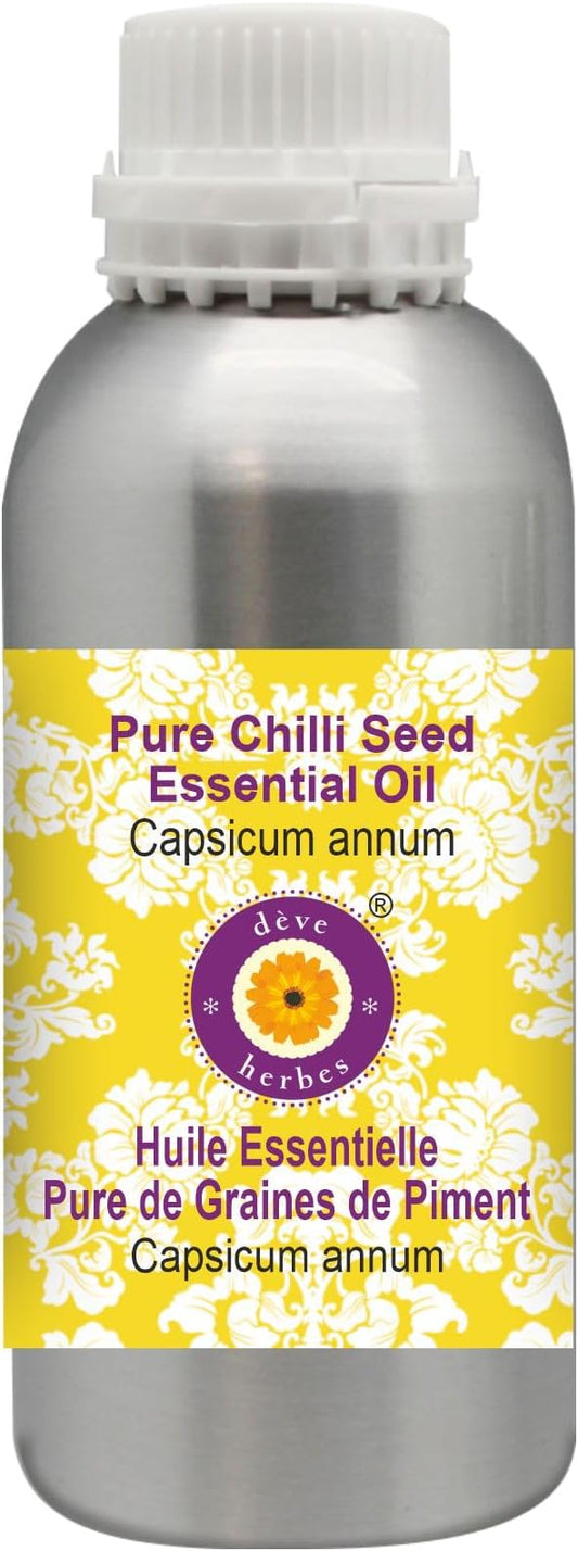Deve Herbes Pure Chilli Seed Essential Oil (Capsicum annum) Steam Distilled 300ml (10 oz)