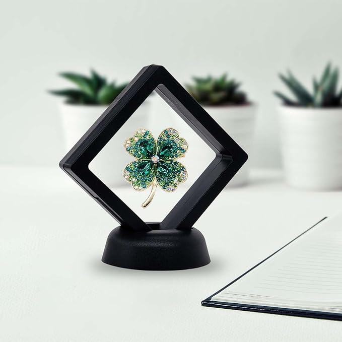 10Pcs Coin Holder Challenge Coin Display Stand, Black 3D Floating Display Case for AA Coin Medallions Jewelry Rock Gem Arrowhead Collecting and Display (2.75×2.75×0.8 inches)