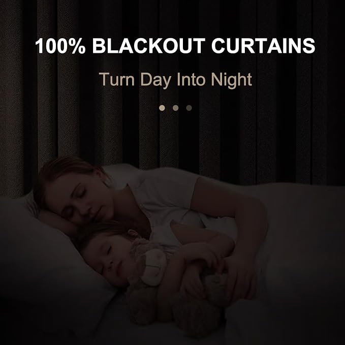 100% Blackout Shield Linen Blackout Curtains for Bedroom 84 Inches Long, Back Tab/Rod Pocket Living Room Drapes, Thermal Insulated Blackout Curtains 2 Panels Set, 50" W x 84" L, Faux Linen
