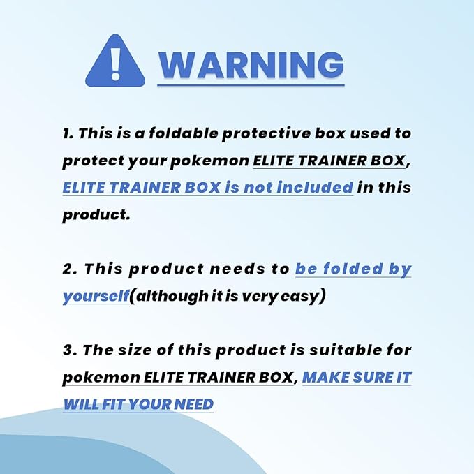PET Elite Trainer Box Case Protectors for Elite Trainer Boxes ETB (10 Pack) - 0.50mm Thick Clear PKMN Display Box - ETB Protector - PKMN Display Case (Pack of 10)