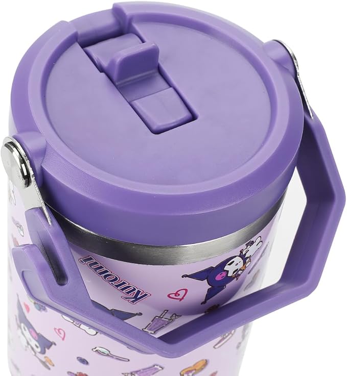 Bioworld Kuromi Purple All-Over Print 40 Oz Stainless Steel Tumbler With Handle