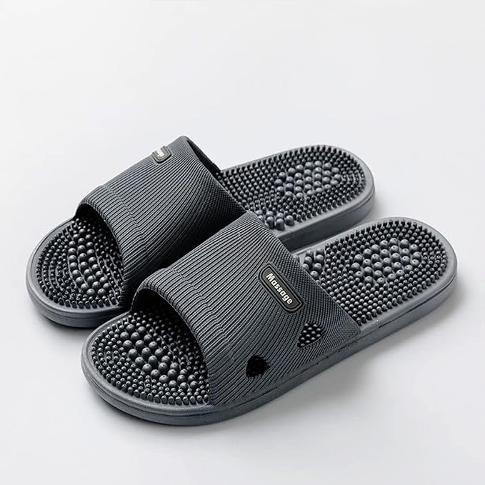 Acupressure Massage Slippers for Plantar Fasciitis for Women Acupuncture Slippers Arthritis Neuropathy Pain Relief Non-Slip Massage Sandals Women Stress Relief Gifts for Bath (Men 8.5-9.5, Dark Gray)