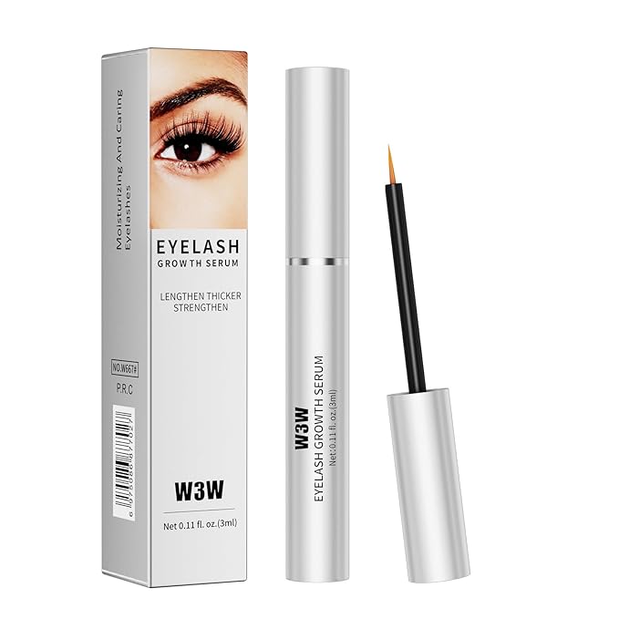 W3W Eyelash Growth Serum for Longer, Thicker Lashes – Lash Enhancer with Natural Peptides & Caffeine, Gentle Lash Conditioner for Women, 3ml