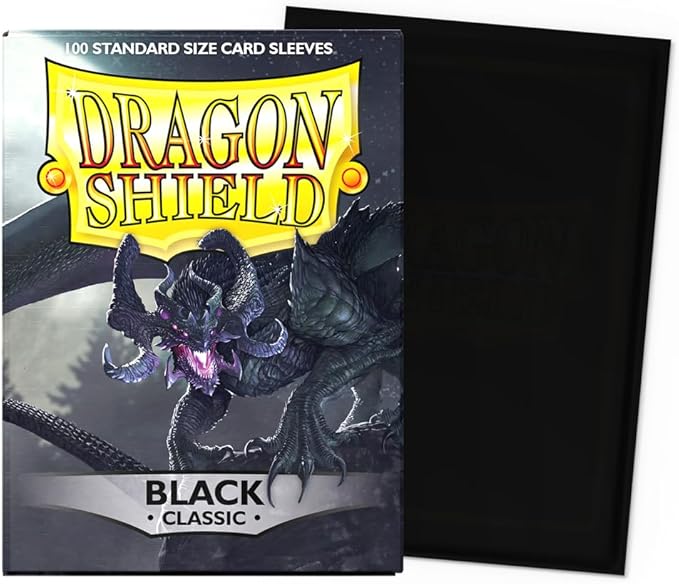 Dragon Shield | Standard Size Card Classic Sleeves | 100 CT - Smooth & Tough Premium TCG Sleeves - Compatible with Pokemon, Flesh & Blood, One Piece & Magic the Gathering | Black