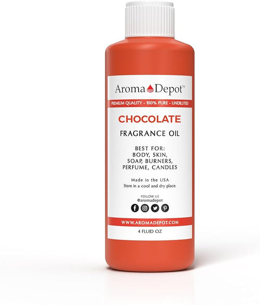 Aroma Depot Chocolate Fragrance Oil 4 oz. Perfume Skin Oil, Scented, is Great for Candles, Bath Bombs, Body Butters, Creams & Lotions. Few Drops in The Diffuser, Burners, or Warmers.