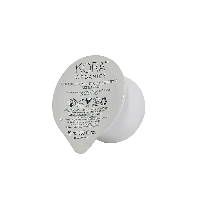 KORA Organics Kakadu Plum Vitamin C Eye Cream, Hydrating & Revitalizing, Certified Organic, Cruelty Free, Refillable, 0.51 fl oz