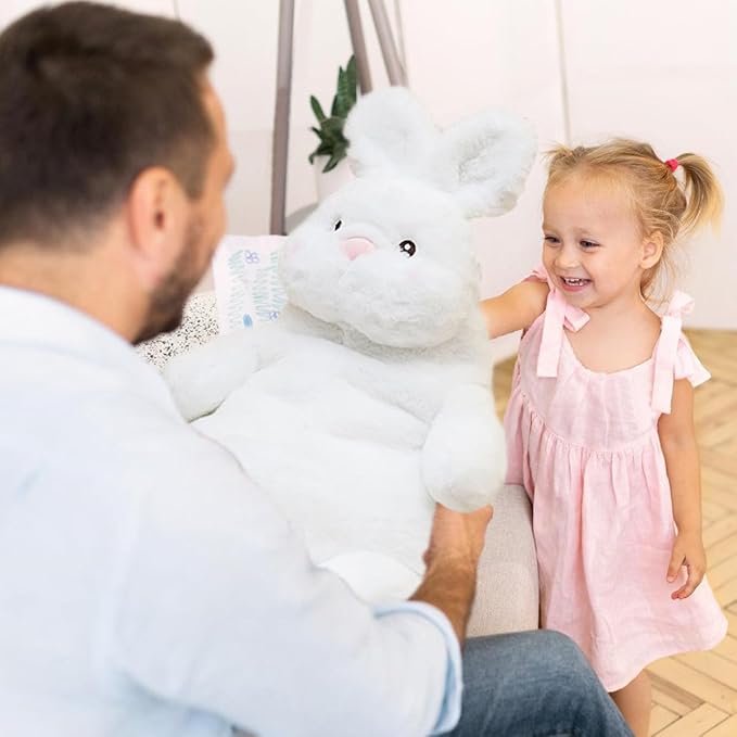 ARELUX Cute Bunny Easter Plush Rabbit 14in Stuffed Animal Hugging Pillow:Soft Large Sleeping Body Warm Fluffy Pillow Ideal Gift for Adorable Chubby Tiger Plushie Toy