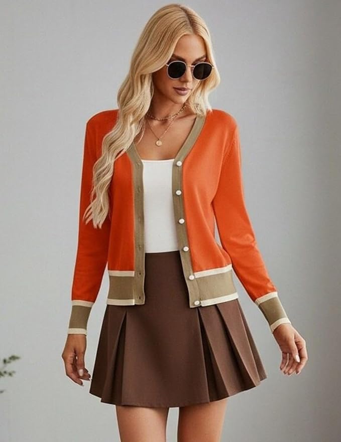 GRACE KARIN Cardigan Sweaters for Women Lightweight Long Sleeve Cropped Cardigan Summer Fall Fashion Clothing Outfits Shrug
