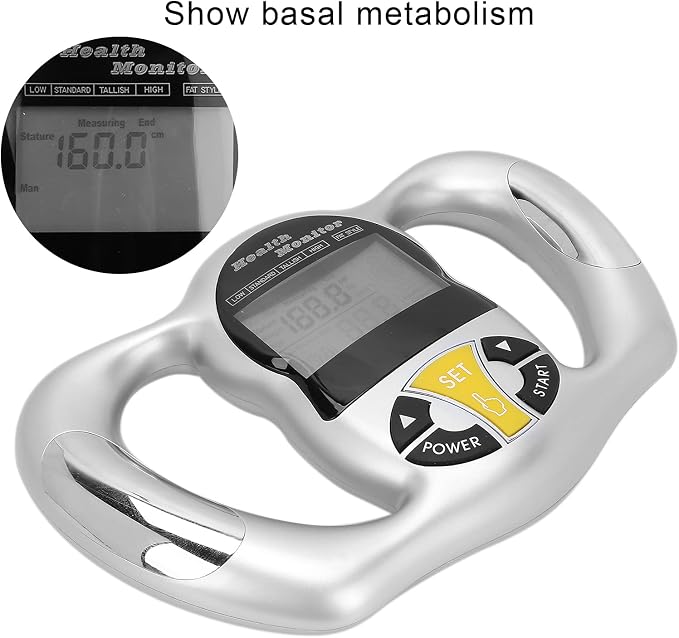 Handheld Body Fat Tester, Portable Body Fat Measurement Device BMI Meter with LCD Screen, Digital Health Handheld Body Fat Measuring Instrument, Tracks Body Health, for Women Men