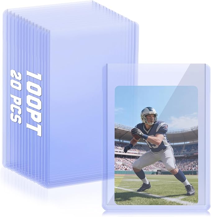 DEDC 20 Top Loader Thick Card Load Holder Storage for Trading Cards Sports Sleeves Hard Plastic 100 Point Protective 3" x 4"Toploaders Rigid Memorabilia Collectibles