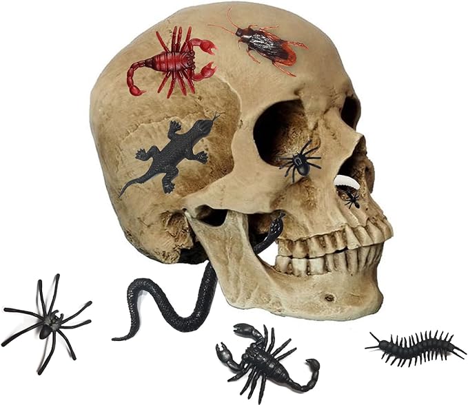 TIHOOD 225PCS Realistic Fake Bug Trick Joke Toys Cockroaches Spiders Centipedes Scorpions Worms Ants Flies Gecko for Halloween Party Fool's Day Decoration