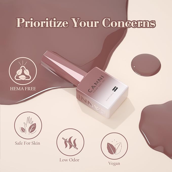 CANNI Jelly Gel Nail Polish Set – 6 Colors (Pink, Red, Nude Brown), 9ML Translucent Natural Shades, Soak Off UV LED Gel, High Gloss Nail Art for Salon & DIY