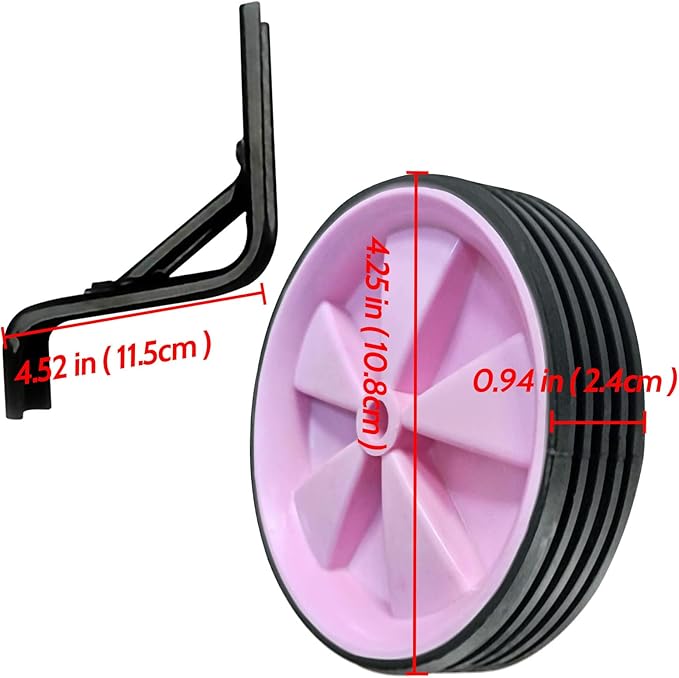 1 Pair Bicycle Auxiliary Wheel Bike Training Wheels Stronger Version Heavy Duty Rear Bicycle Stabilizers Accessories (Pink, 14in)