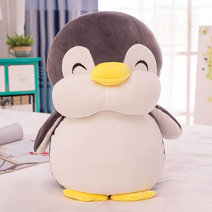 12 Inch Plush Penguin Stuffed Animal Hugging Pillow with Smile Face - Cuddly Penguin Plushie Toy for Kids and Lovers