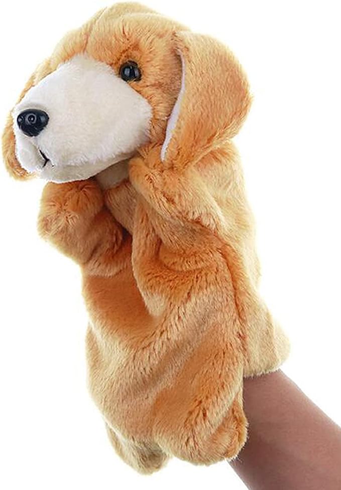 Plush Puppets Dog Puppy Stuffed Animal Toys for Imaginative Pretend Play Storytelling (Brown)