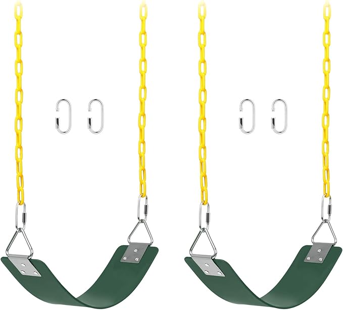AGPTEK Swing Sets, Seat with 66 Inch Anti-Rust Chains Thermoplastic Coated, Support 250lb, Cushion Accessories Replacement with Snap Hooks for Outdoors, Playground, Jungle Gym (Pack of 2)