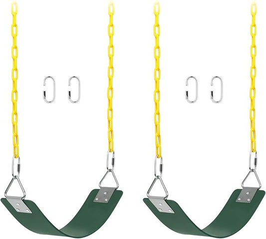 AGPTEK Swing Sets, Seat with 66 Inch Anti-Rust Chains Thermoplastic Coated, Support 250lb, Cushion Accessories Replacement with Snap Hooks for Outdoors, Playground, Jungle Gym (Pack of 2)