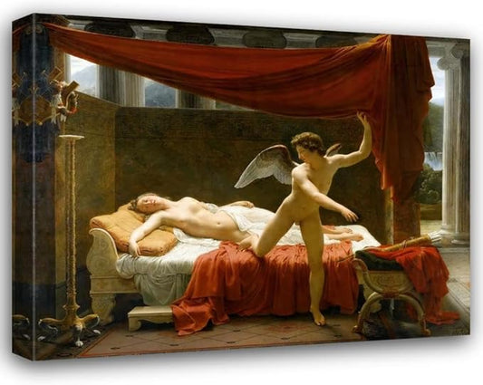 François-Edouard Picot 45x36 Huge Gallery Wrapped Canvas Museum Art Print Titled: Cupid and Psyche (C.1817)