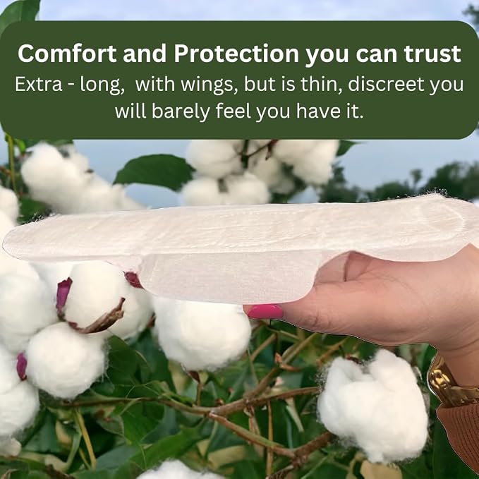 Panty Liners for Women Extra Long - 9.6in X 3.1in (15) Organic - Cotton Panty Liners for Women - with Wings - Light Incontinence and Light Period Days
