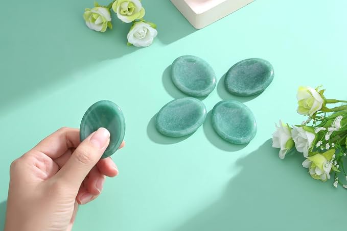 Thumb Worry Stone Green Aventurine Crystal Trinkets Crystals and Healing Stones Oval Natural Fidget Meditation Accessories Gemstones Reiki Pocket Palm Tiny Anxiety Relief Items for Women Men