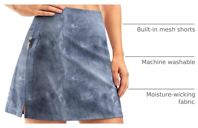 16" Golf Skirt with 2 Zipper Pockets | Tee Holder, Mesh Shorts, High Waisted, Casual, Pickleball, Athletic, Tennis, Skorts for Women