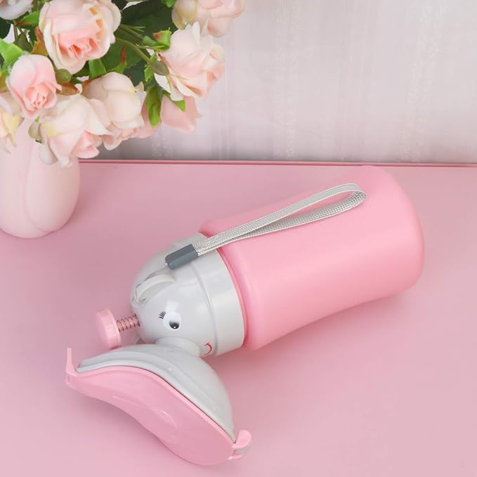 Toddmomy Portable Car Urinal for Girls Kids Travel Pee Bottle Leak-Proof Emergency Potty Training Tool 5.11X3.14X8.66In Cartoon Design