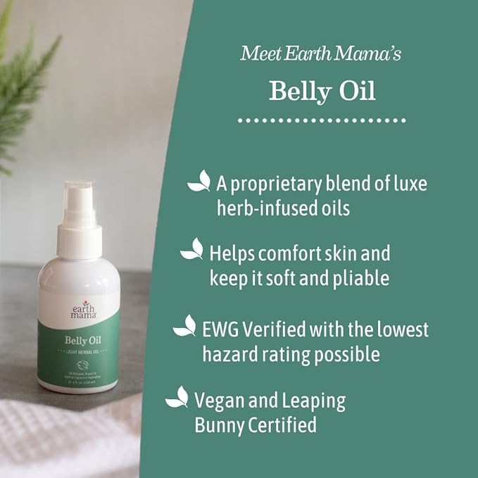 Earth Mama Belly Bundle Pregnancy Kit - 8 fl oz Butter & 4 fl oz Oil - Self Care Gift Set for Pregnancy & Postpartum Skin Care Recovery - Maternity & Postpartum Essentials