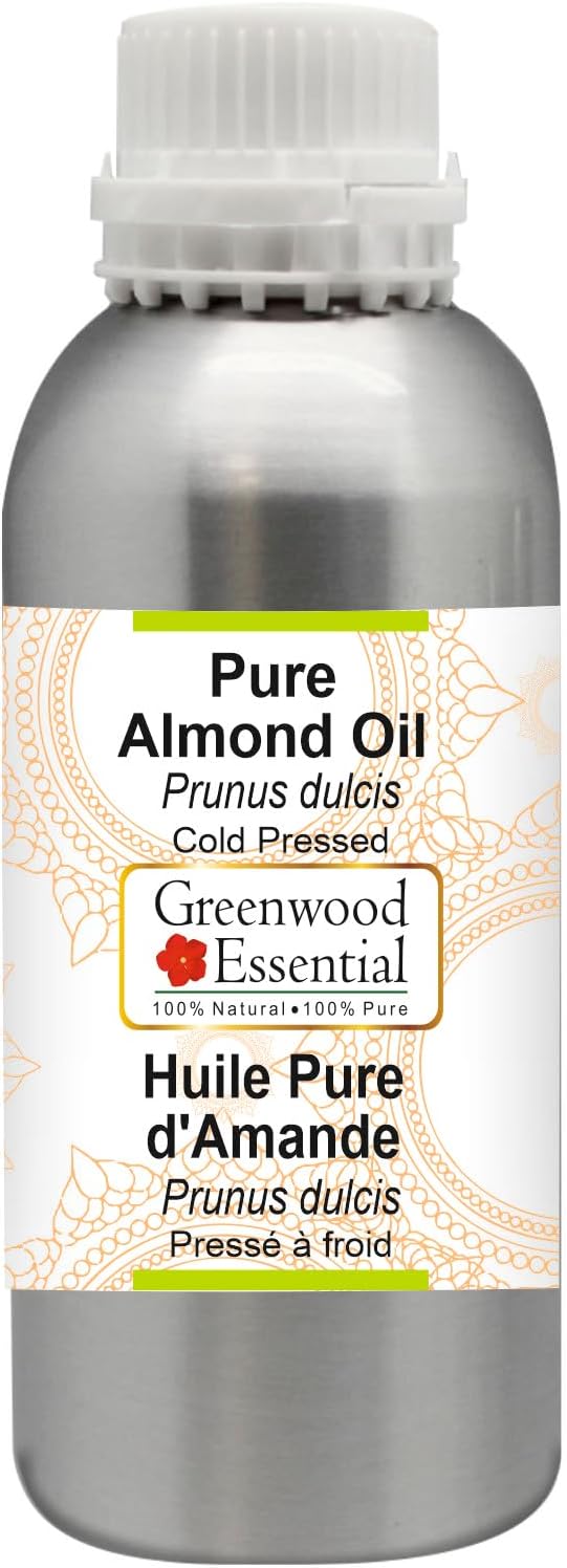 Greenwood Essential Pure Almond Oil (Prunus dulcis) Cold Pressed 300ml (10 oz)