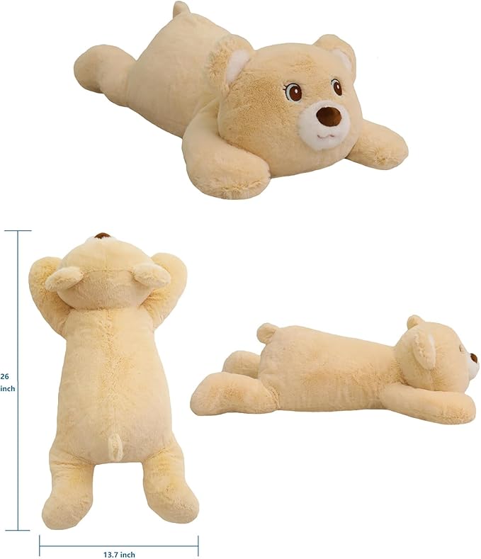 XMV 26 inch 5 lbs Bear Weighted Stuffed Animals, Large Weighted Plush Animal, Cute Plush Toy Pillow, Soft Bear Plushie Gifts for Adults, Kids, Boys and Girls(Light Brown)