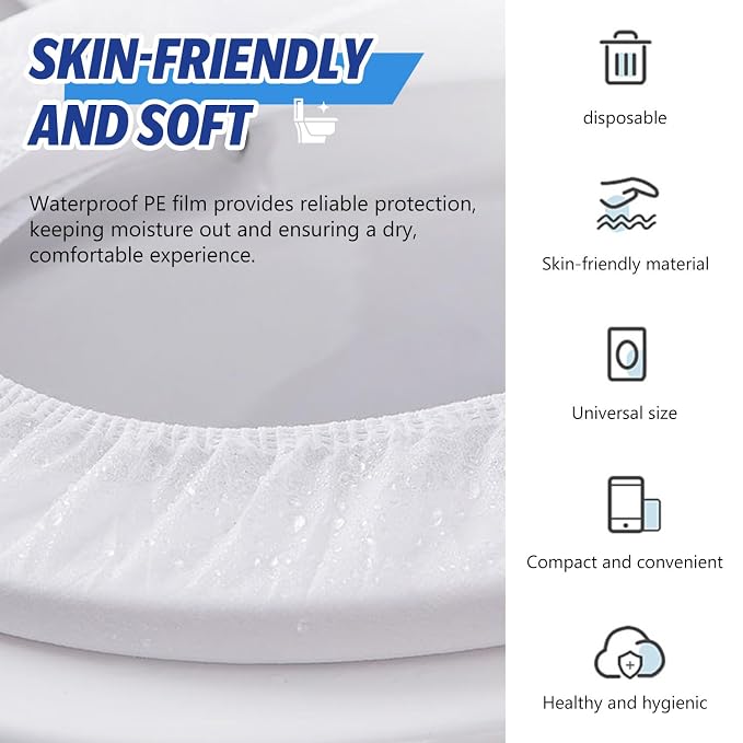 WALWAL 10 Pack Disposable Toilet Seat Covers, Individually Packaged Travel Hygiene Products, Waterproof and Anti-Slip Design for Public Restrooms, Hotels, Potty Training, & On-the-Go Hygiene