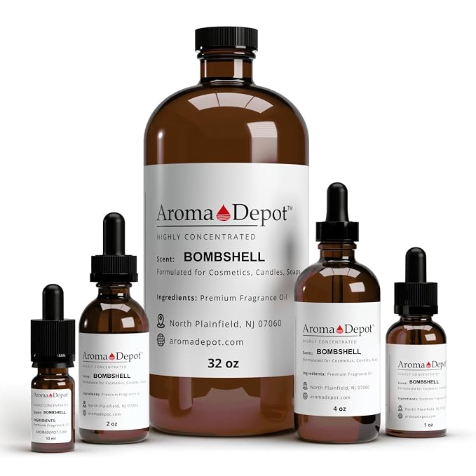 Aroma Depot Bombshell Fragrance Oil 120ml Premium Bombshell Essential Oil with Dropper for Candle Making, Soap Making, Bath Bombs, and More. Undiluted & Alcohol Free Scented Oil. (4 fl oz.)