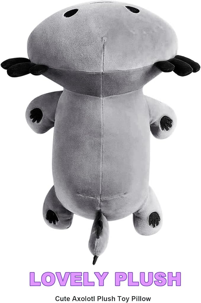 Onsoyours Cute Axolotl Plushie, Soft Stuffed Animal Salamander Plush Pillow, Kawaii Plush Toy for Kids (Gray Axolotl, 13")
