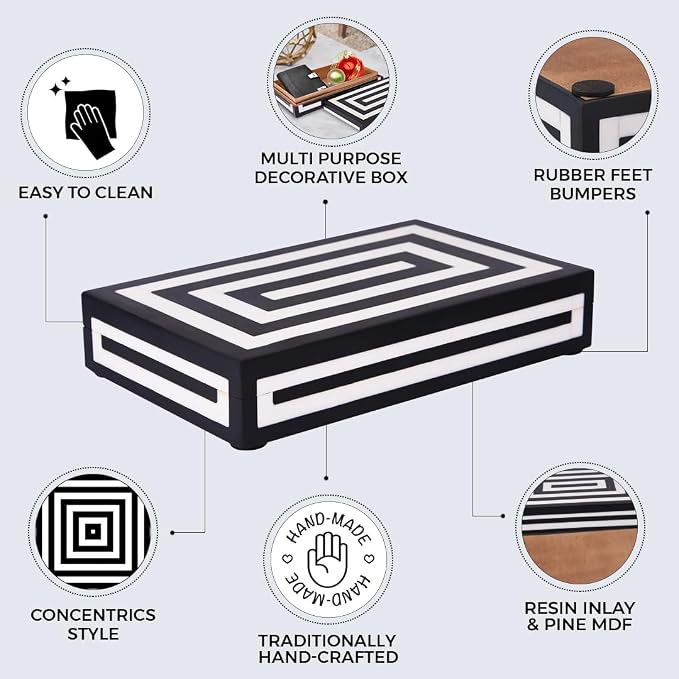 Handicrafts Home Decorative Storage Box 10x6 – Remote Organizer Box with Lid, Modern Decorative Keepsake Box, Boho Shelf Décor, Memory Box for Photos or Letters, Decorative Box for Table Décor