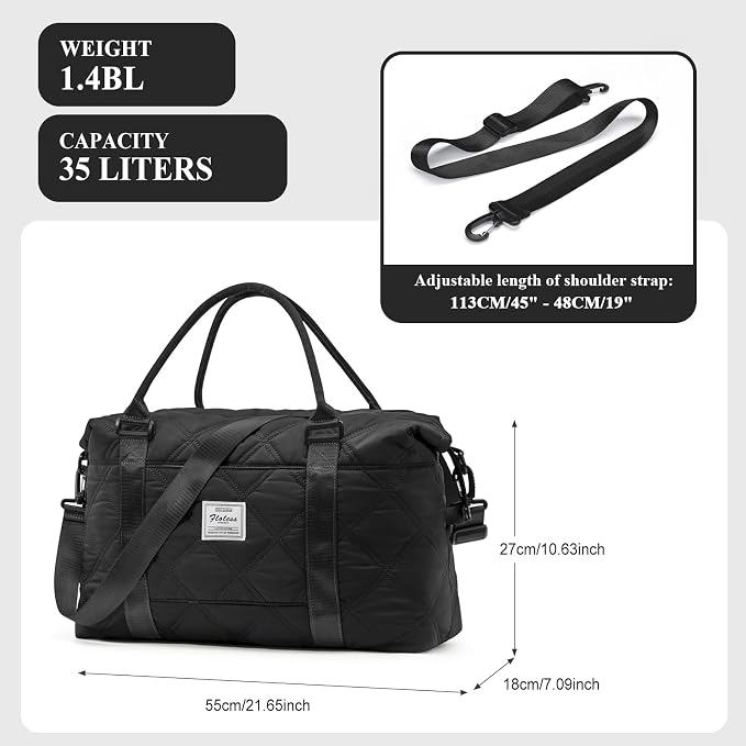 Travel Duffel Bag, Carry On Overnight Weekender Bags for Women | Travel Bag with Wet Pocket & Trolley Sleeve, For Spirit Airlines 18x14x8 Personal Item Bag