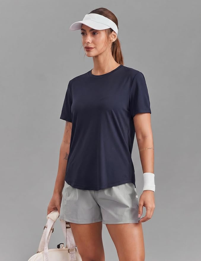 PINSPARK Soft Workout Tops for Women UPF 50+ Sun Protection Shirt Quick Dry Athletic Running Hiking Travel Basic Tee Shirts