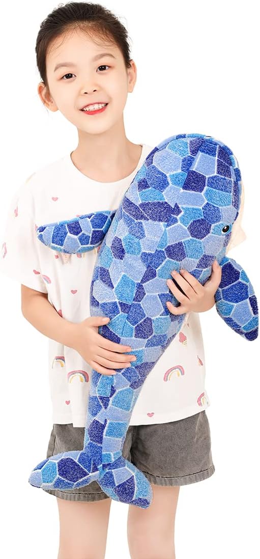 Humpback Whale Kids Plush Toy Pillow,Large Blue Whale Stuffed Animals Toy Plushie Fish Gifts (70cm/27.6in)