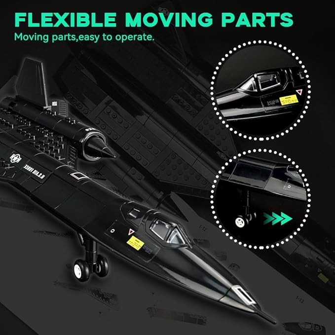 ArtorBricks SR-71 Reconnaissance Blackbird Airplane Military Building Set - 223 Piece Model Kit for Adults, Collectors & Hobbyists