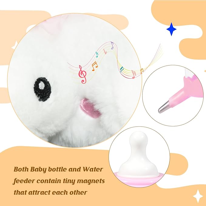 Nurturing Bunny Stuffed Animal with 2 Plush Babies, Interactive Baby Stuffed for Girls and Boys Plushy Mommy Rabbit with Baby Rabbits for Birthday Party Favors Gifts