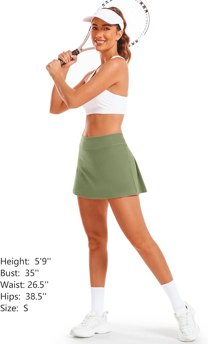 Stelle Women Tennis Skirt High Waisted Athletic Golf Skorts with Pockets | Tummy Control, Built-In Shorts, Deep Pockets, Pleated, Breathable, Lightweight, Tennis, Golf, Pickleball, Running, Workout