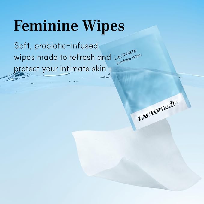 LACTOMEDI Feminine Wipes | Unscented | Individually Wrapped | pH-Balanced Feminine Wipes | Flushable Wipes for Sensitive Skin | 1Box x 15pcs