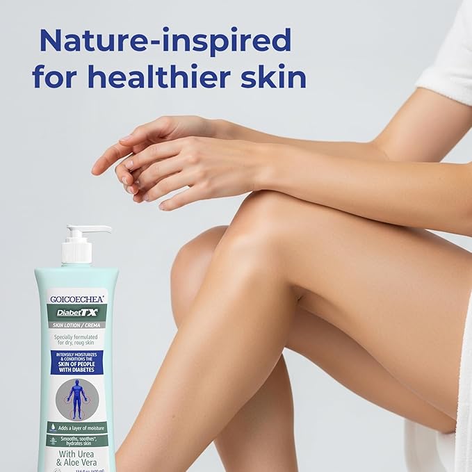 Goicoechea Diabet TX Diabetic Lotion with Urea for Dry Skin | Soothing Hydrating Cream with Aloe, Oatmeal & Vitamin E for Hands, Elbows, Feet & Body | Extra Dry Skin Support, 13.5 Oz | 1-Pack