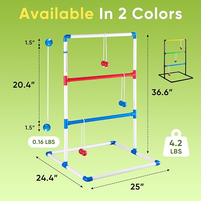 OLIXIS Ladder Ball, Golf Tossing Ball Set for Ladder Toss Game, Ladderball Outdoor Games for Lawn & Backyard for Adults & Kids, Complete with 6 Bolas, Scoreboards & Carry Bag